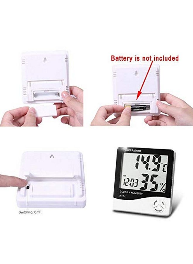 CLOMANA ® HTC-1 Room Thermometer with Humidity Incubator Meter and Accurate Temperature Indicator Wall Mounting LED Digital Clock Monitor for Indoor/Outdoor - Image 4