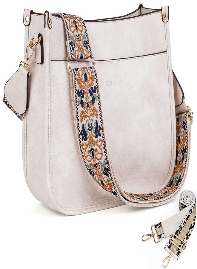 Caitina Crossbody Bag Women Vegan Leather Hobo Handbag Trendy Crossbody Shoulder Bag Purses For Women with 2 Adjustable Strap, A5-white, Fashion Retro - Image 1