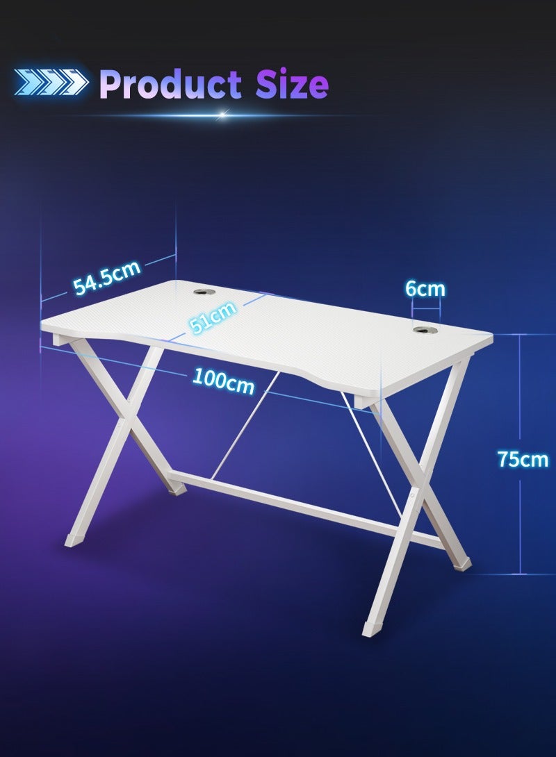 Stubborn Stable Gaming Table, 54cm extra-wide Computer Table, Carbon Fiber Gaming Desk with 2 Cable Grommet, Ergonomic PC Table for Gamers, Office Desk for Small Space, 100*54*75cm - Image 2