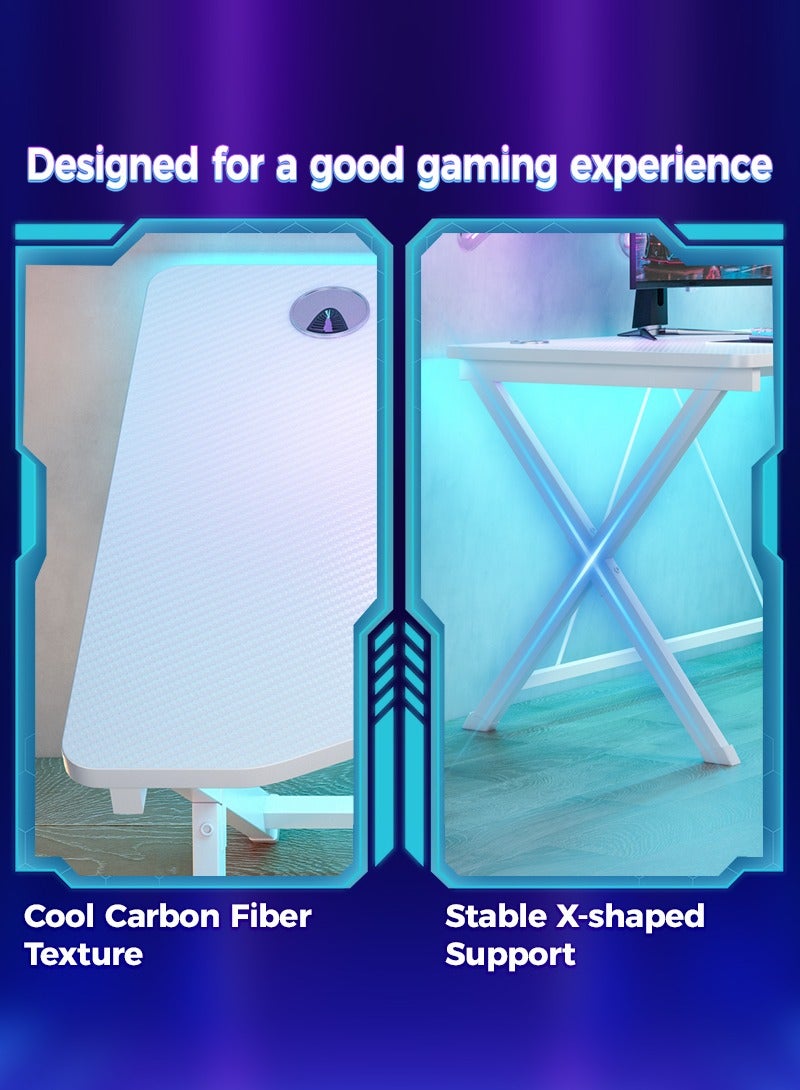 Stubborn Stable Gaming Table, 54cm extra-wide Computer Table, Carbon Fiber Gaming Desk with 2 Cable Grommet, Ergonomic PC Table for Gamers, Office Desk for Small Space, 100*54*75cm - Image 3
