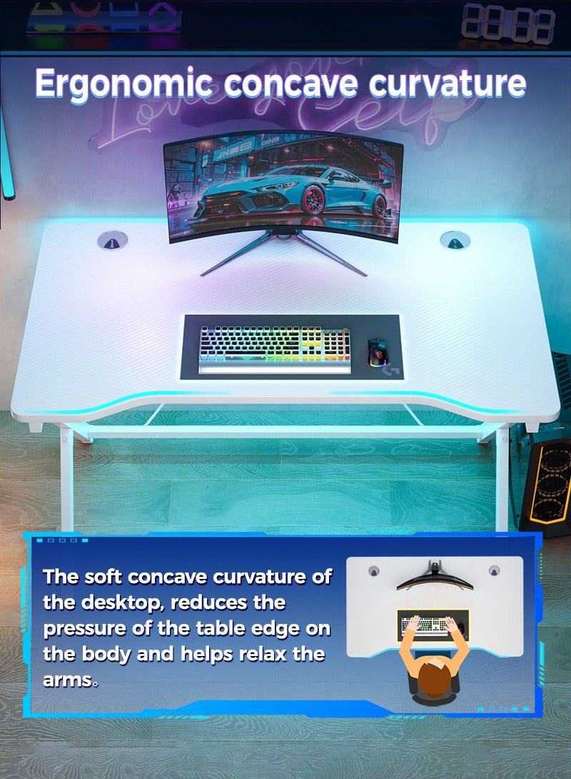 Stubborn Stable Gaming Table, 54cm extra-wide Computer Table, Carbon Fiber Gaming Desk with 2 Cable Grommet, Ergonomic PC Table for Gamers, Office Desk for Small Space, 100*54*75cm - Image 4