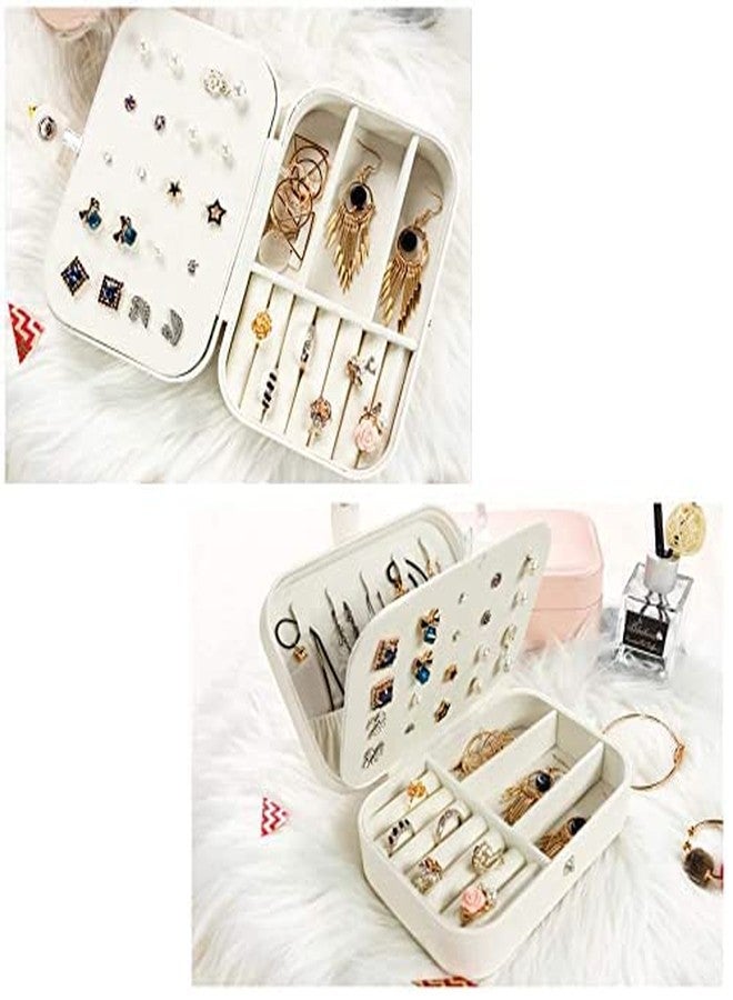 Surfexa Jewellery Organiser PU Leather Zipper Portable Storage Box Case with Dividers Container for Rings, Earrings, Necklace Home Organizer, Pink - Image 5
