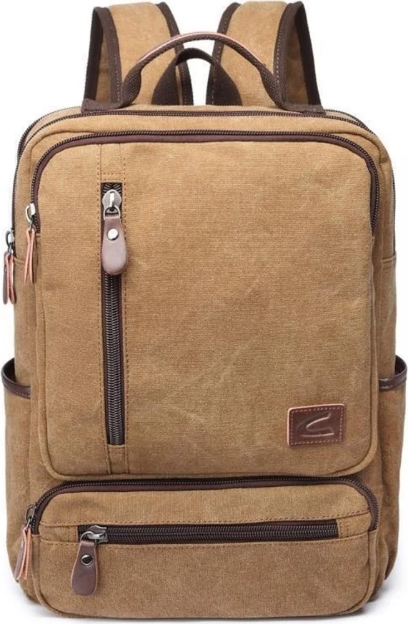 C-Active Canvas Fabric Large Size Backpack 1260 Light Brown