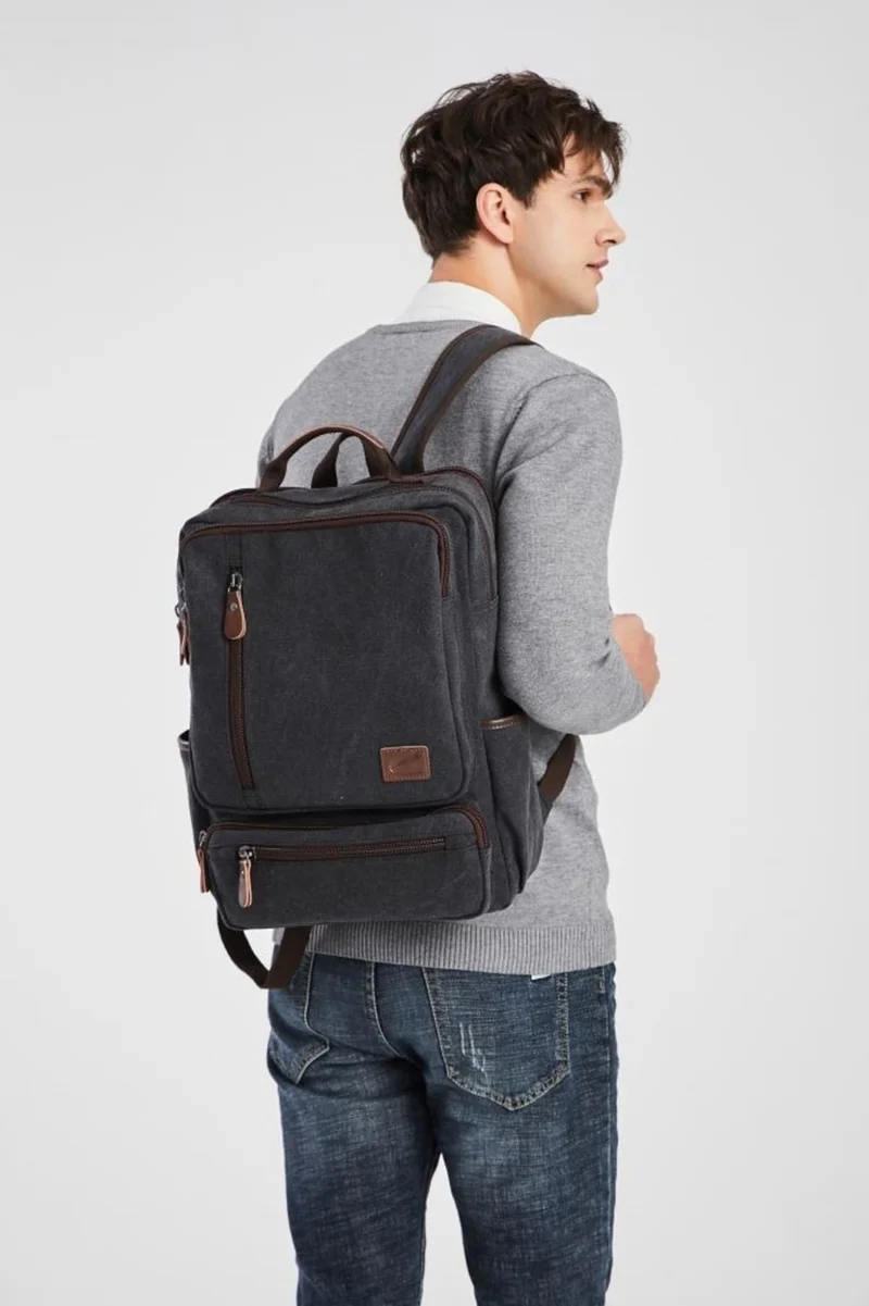C-Active Canvas Fabric Large Size Backpack 1260 Light Brown