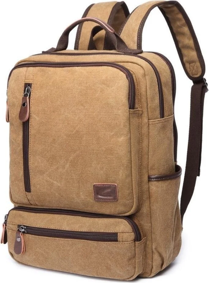 C-Active Canvas Fabric Large Size Backpack 1260 Light Brown