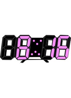 نيبمينينت ساعة منبه رقمية ثلاثية الأبعاد بإضاءة LED وردي/أسود 