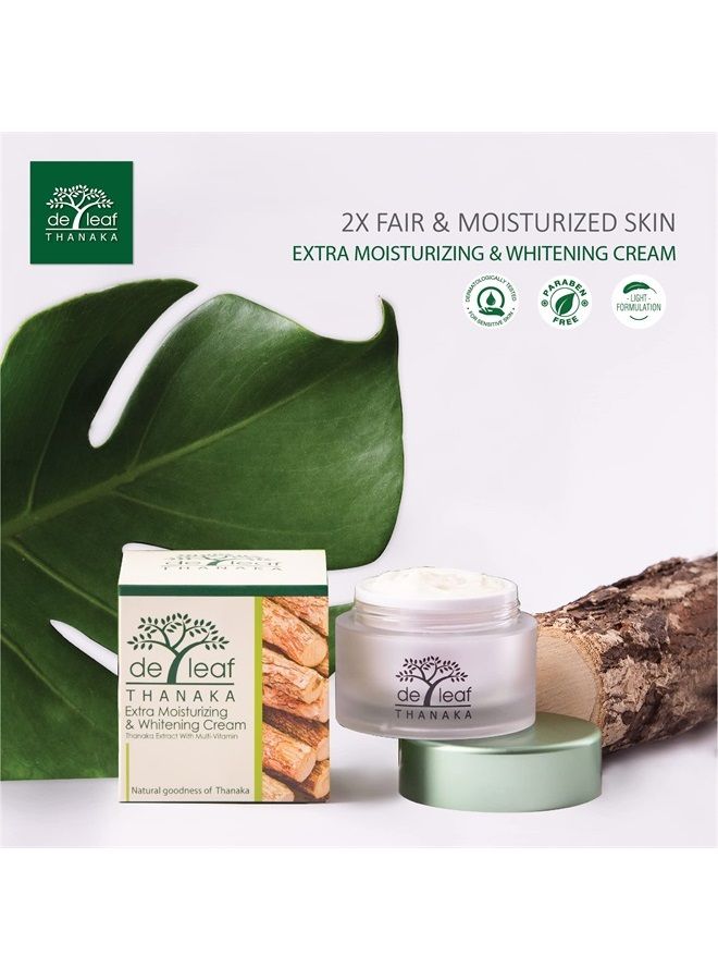 de leaf thanaka كريم مرطب إضافي، كريم مرطب للوجه من الألوة فيرا مع فيتامين A و C و E، 45 مل / 1.52 أونصة سائلة - Image 3