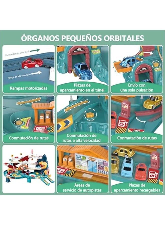 Dinosaur Footprint Toy Set with Four Cars, Map, and Stickers - Educational Toy for Boys  - Image 3