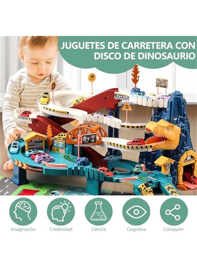 Dinosaur Footprint Toy Set with Four Cars, Map, and Stickers - Educational Toy for Boys  - Image 5