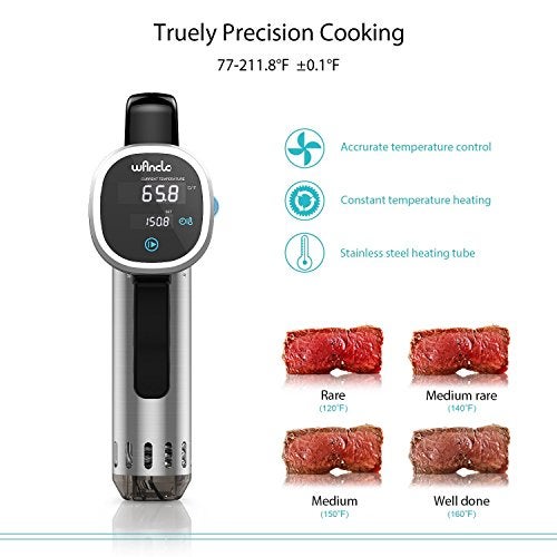 wancle Sous Vide Cooker Immersion Circulator, Wancle sous vide machine 850W, Ultra-Quiet, 120V, Black - Image 3