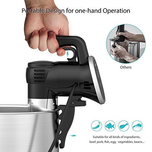 wancle Sous Vide Cooker Immersion Circulator, Wancle sous vide machine 850W, Ultra-Quiet, 120V, Black - Image 4