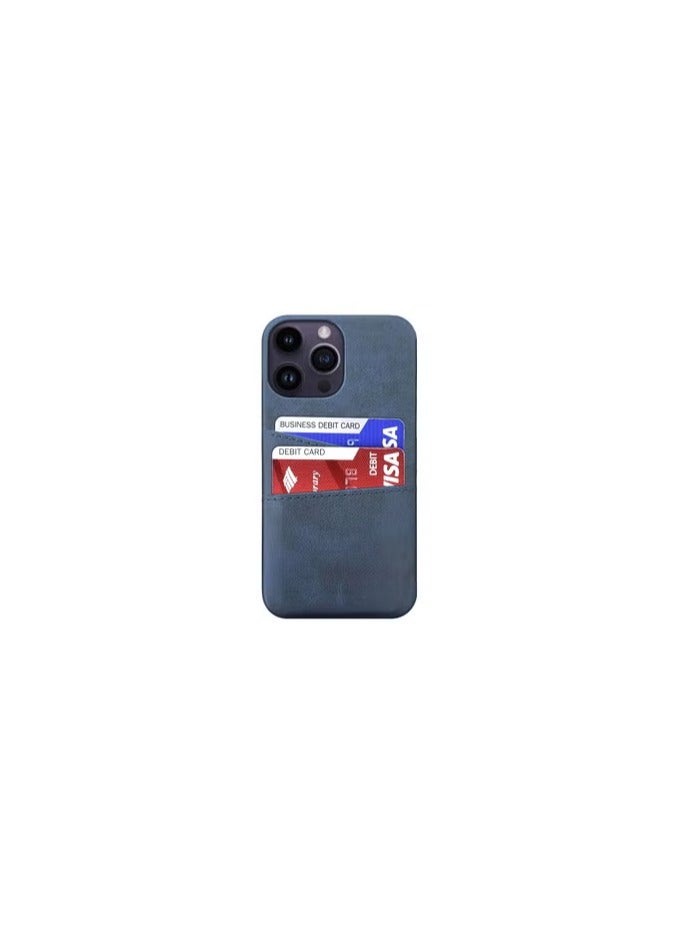 CATANES iPhone 14 Pro Max Case Cover Leather with Card Holder for Men Women Phone Case - Blue  - Image 2