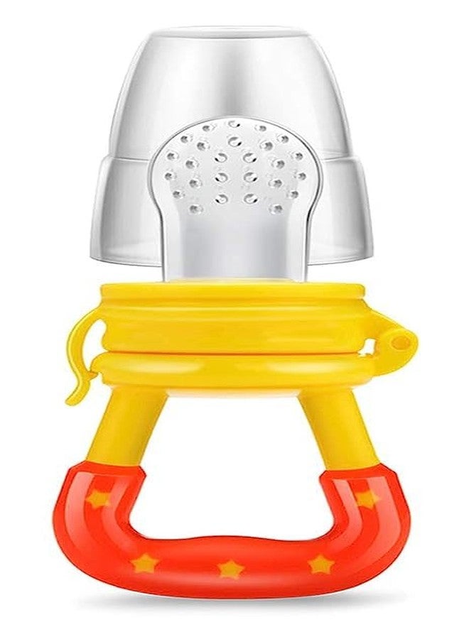 TrifleArte Combo of Feeding Bottle with Spoon & Fruit Feeder Pacifier | Food Feeder with Rattle & Spoon | Spoon Squeeze Feeder | Silicone Baby Feeding Spoon | Yellow Color - Image 4