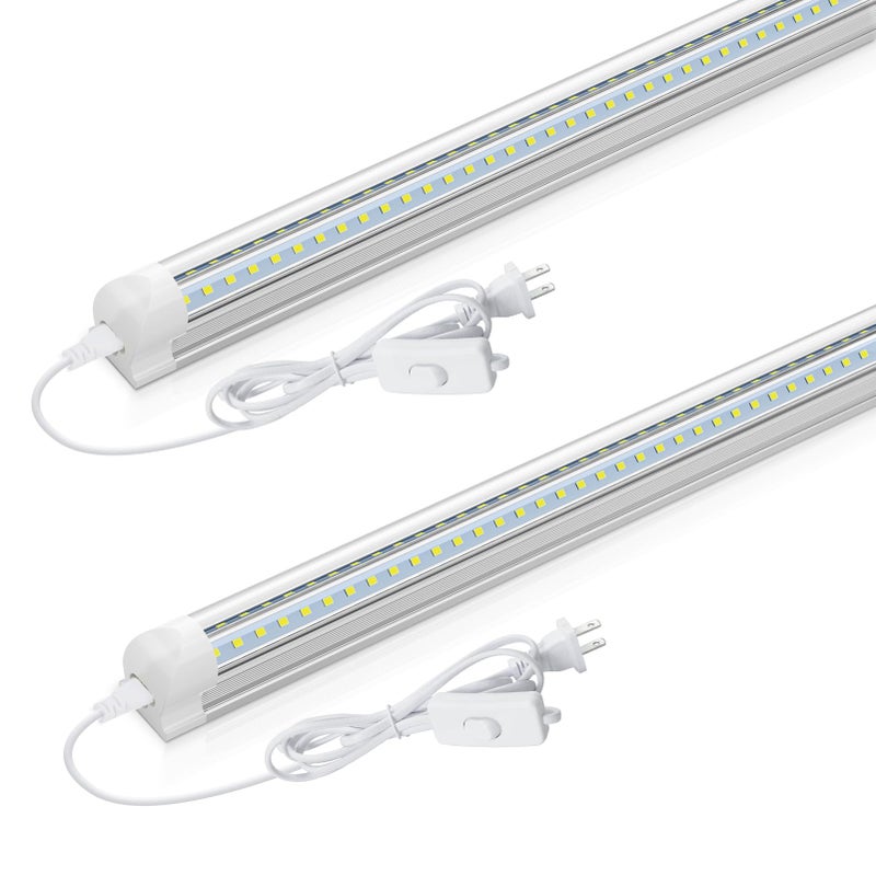 CNSUNWAY LIGHTING مصباح متجر LED CNSUNWAY بطول 2 قدم، 20 واط 3000 لومن 6500 كيلفن، أنابيب LED T8، غطاء شفاف، مصابيح سقف ومتجر، مصباح قابل للتوصيل للغرفة، المرآب، طاولة العمل، المستودع، مدرج في ETL (عبوة 2) - Image 1
