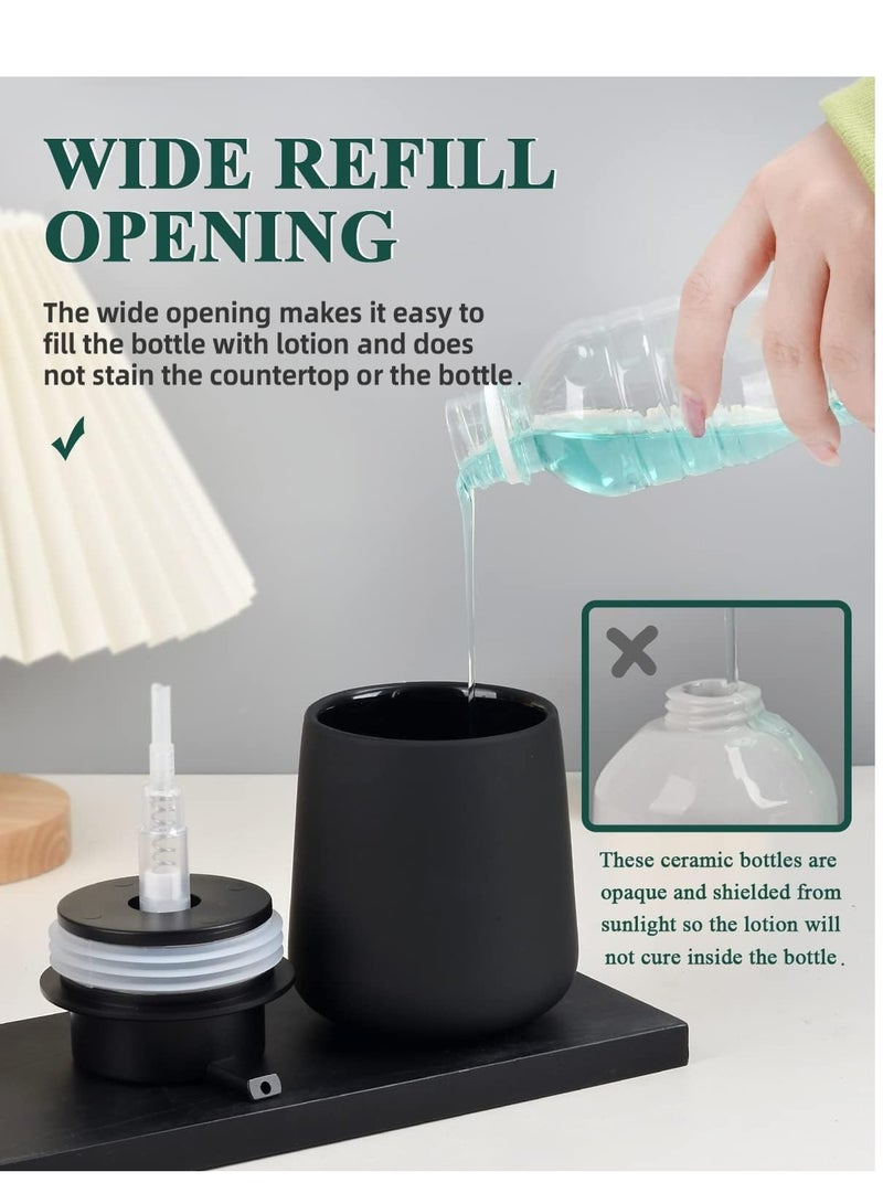 Ceramic Soap Dispenser - 12oz Refillable Pump Bottle for Hand Soap, Lotion, or Essential Oils (Black) - Image 3