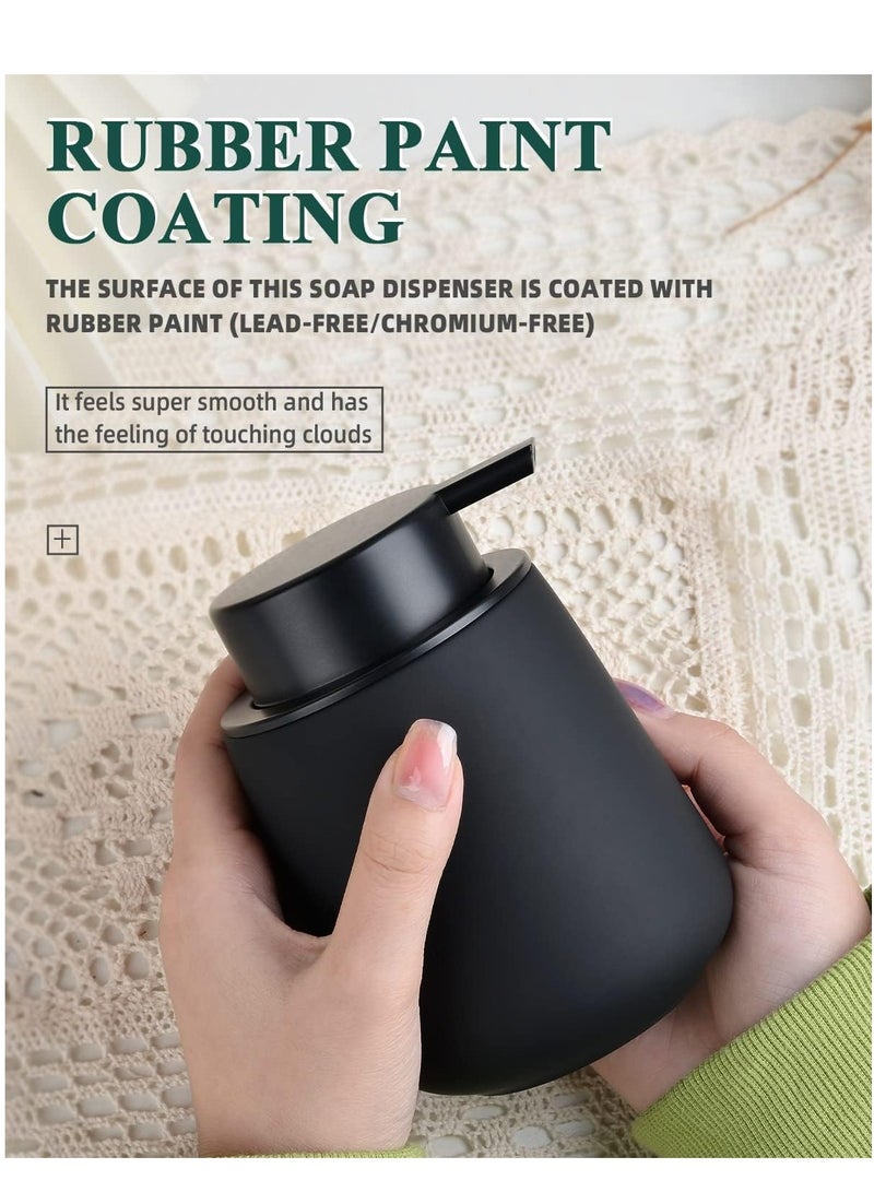 Ceramic Soap Dispenser - 12oz Refillable Pump Bottle for Hand Soap, Lotion, or Essential Oils (Black) - Image 2
