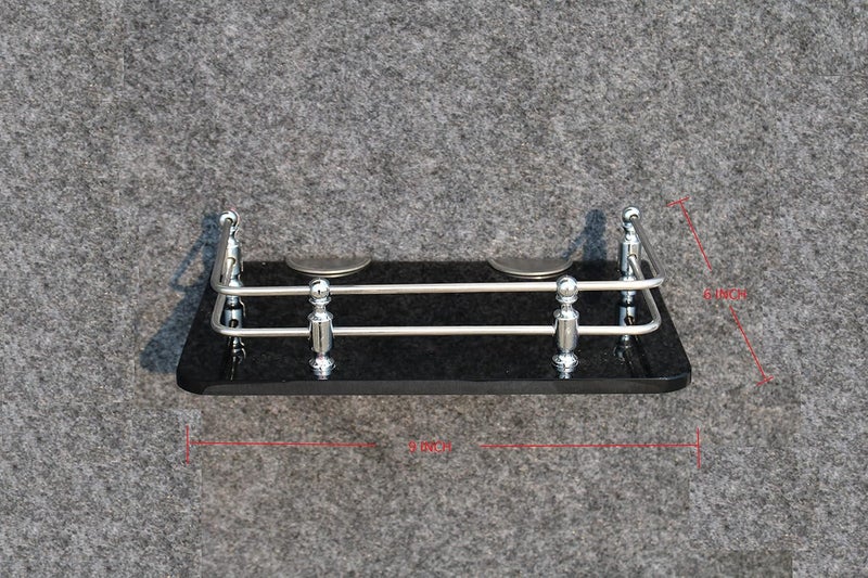 AMPEX 9x6 Black Glass Bathroom Shelf 2 PCsKitchen ShelfBathroom Accessories Wall Mount - Image 2