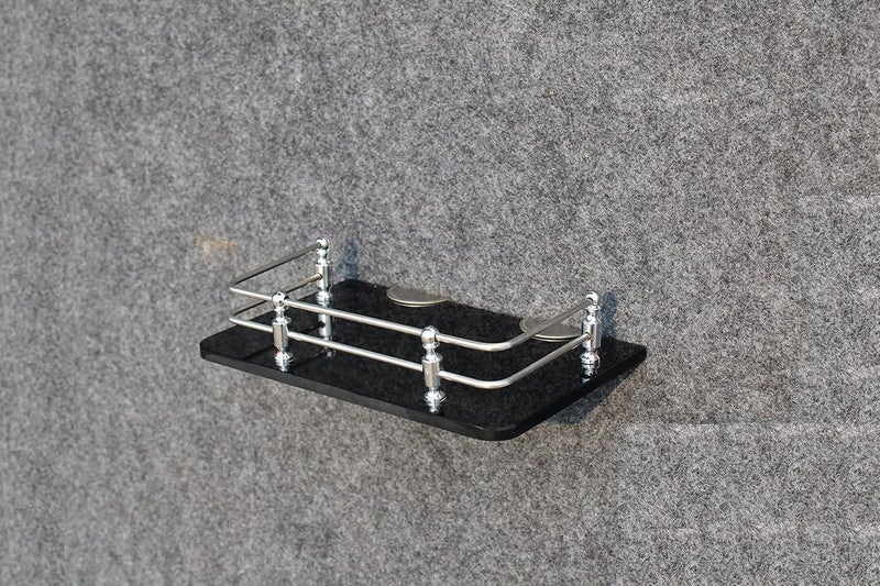 AMPEX 9x6 Black Glass Bathroom Shelf 2 PCsKitchen ShelfBathroom Accessories Wall Mount - Image 3