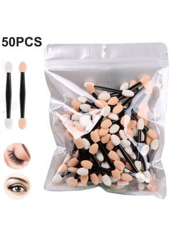 Viedouce 50 pcs Disposable Dual Sides Eye Shadow Sponge Applicators with Container, Eyeshadow Brushes Makeup Applicator  - Image 1