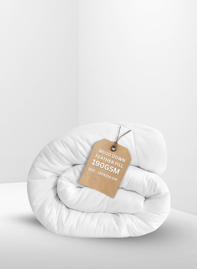 Pearl Coast Premium Goose Down Duvet – 160x210 cm – 90/10 Down Feather Fill – 190 GSM – 233TC Cotton Cover – All-Season Comfort - Image 1