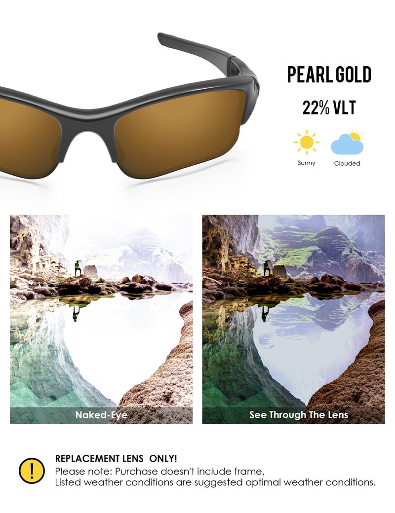 BLAZERBUCK Polycarbonate Polarized Replacement Lenses & Sock Kit for Oakley Flak Jacket XLJ OO9009 - Pearl Gold AR Coated - Image 3