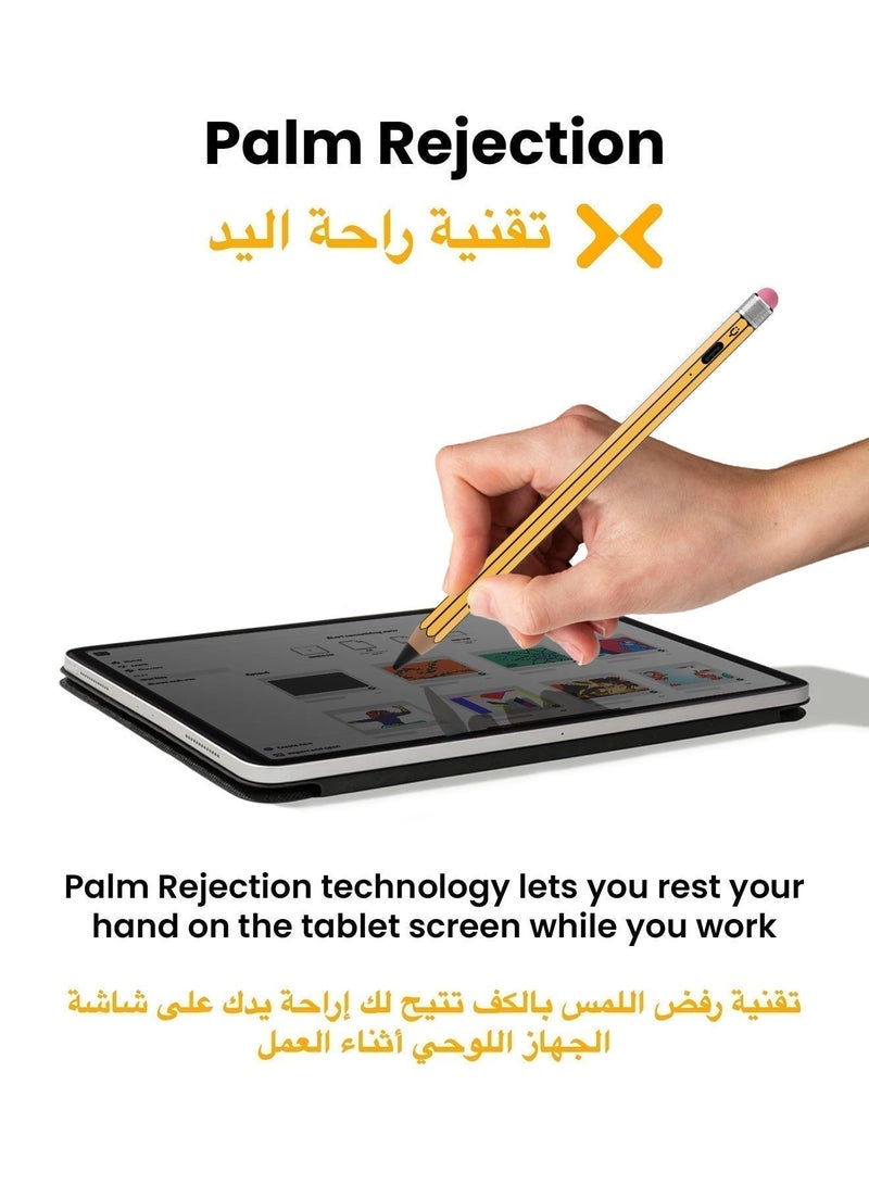 TinyMoose Active Digital Stylus Pen Pencil Pro Sketch iPad Pen with Fast USB-C Charging & Palm Rejection For Apple iPad 2018 and Later Zebra Yellow - Image 5