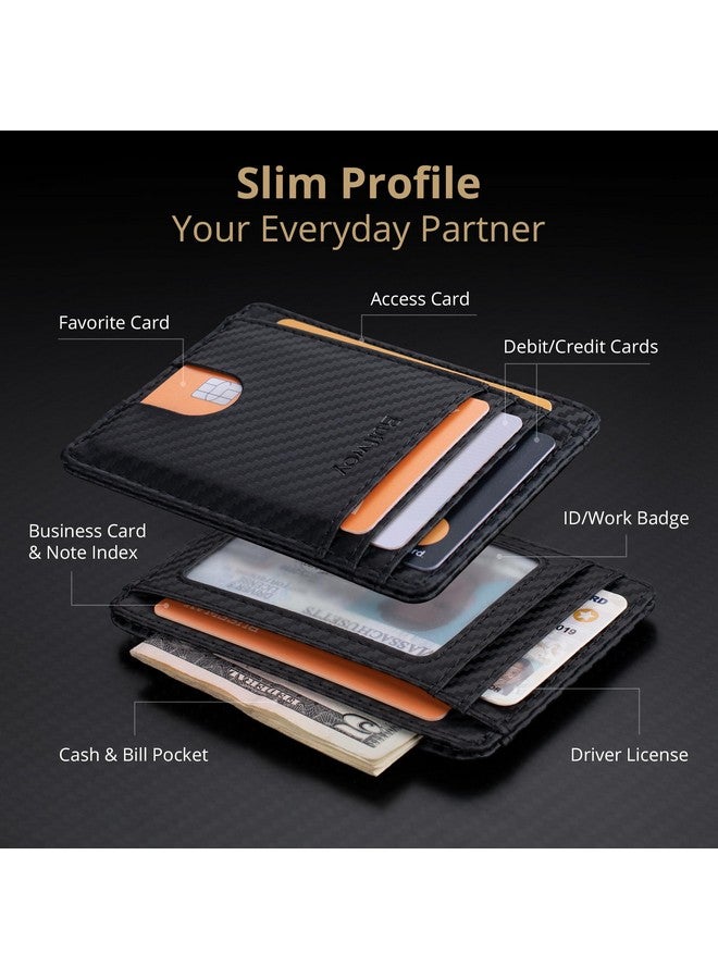 Buffway Slim Minimalist Front Pocket RFID Blocking Leather Wallets for Men and Women - Image 2