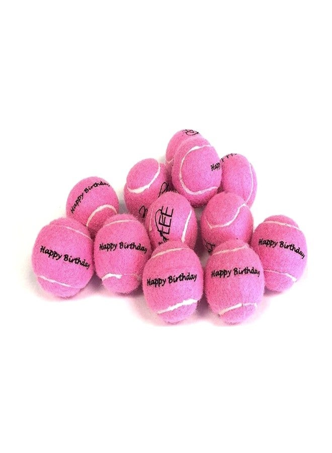 Midlee Happy Birthday Dog Tennis Balls (12 Pack) (Small, Pink) - Image 1
