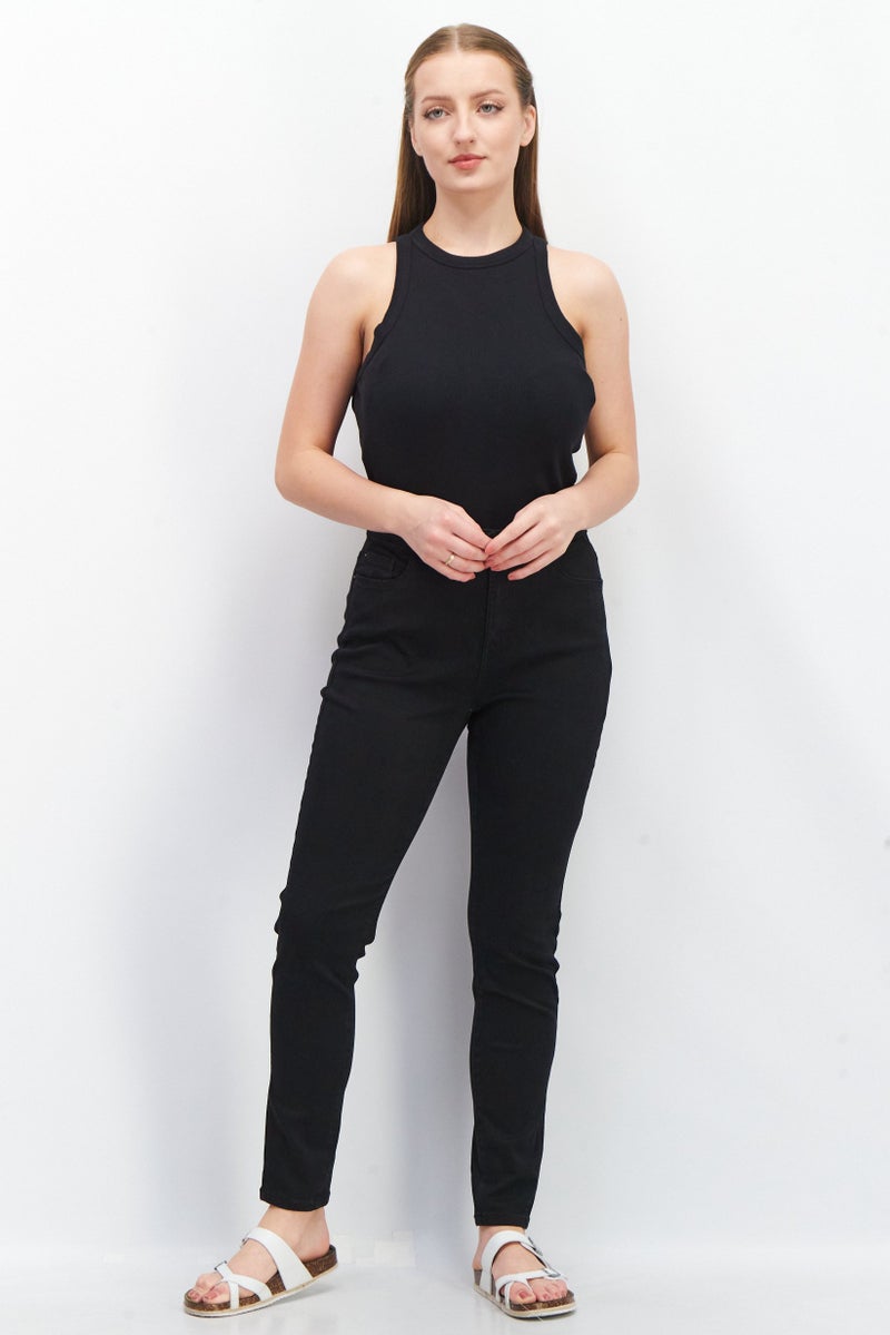 ESPRIT Women Skinny Fit Solid Stretchable Denim Jeans, Black - Image 3