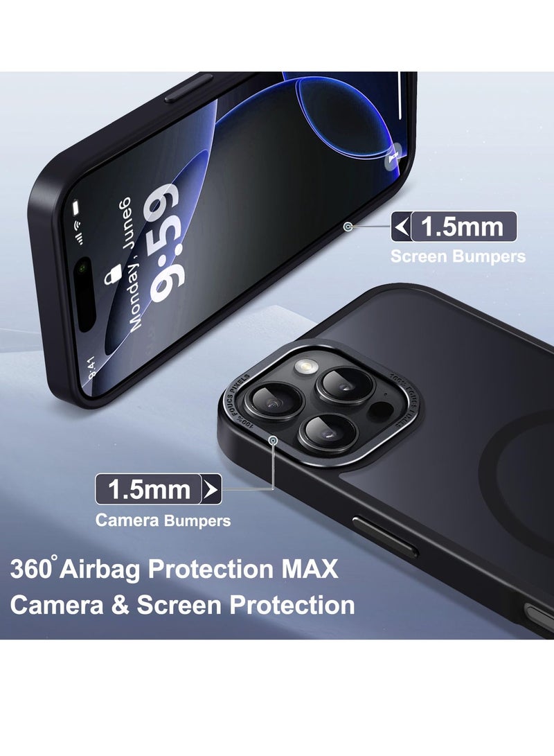 فوميمو ايفون 16 برو مع ماج سيف غطاء خلفي مغناطيسي ،【حماية عسكرية مضادة للصدمات】غطاء خلفي غير لامع شفاف، غطاء هاتف نحيف مع مغناطيس قوي لـ ابل 16 برو (2024) (أسود) - Image 5