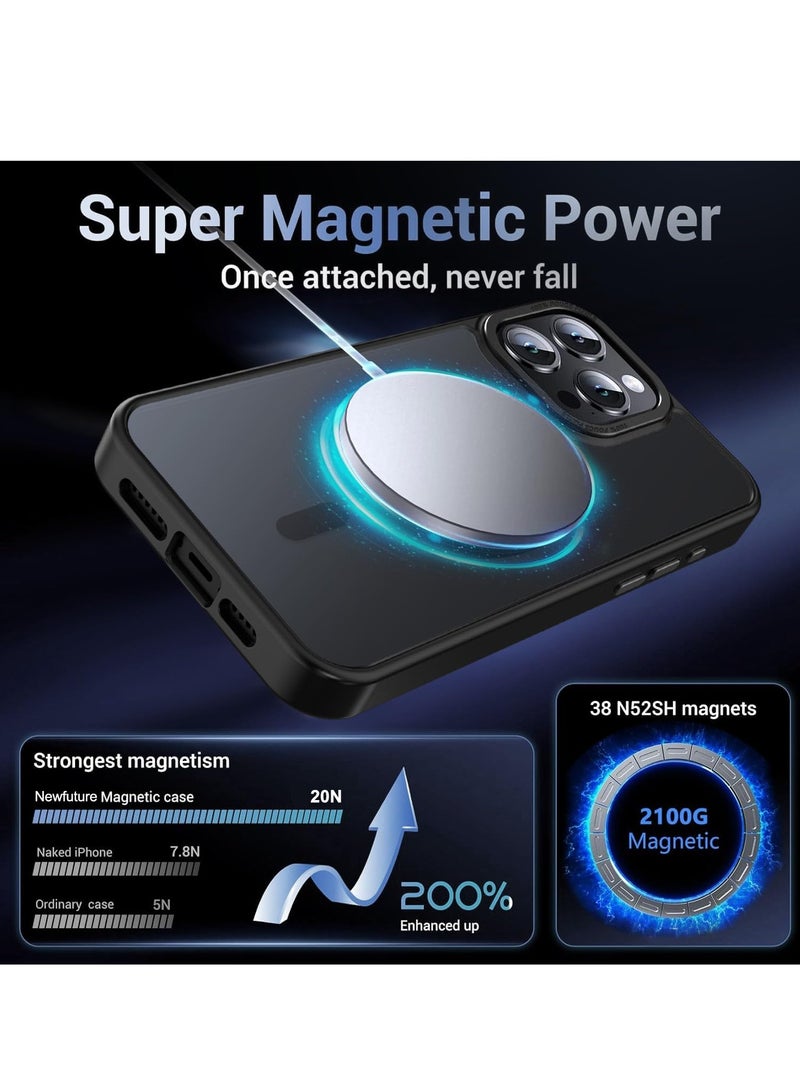 فوميمو ايفون 16 برو مع ماج سيف غطاء خلفي مغناطيسي ،【حماية عسكرية مضادة للصدمات】غطاء خلفي غير لامع شفاف، غطاء هاتف نحيف مع مغناطيس قوي لـ ابل 16 برو (2024) (أسود) - Image 4