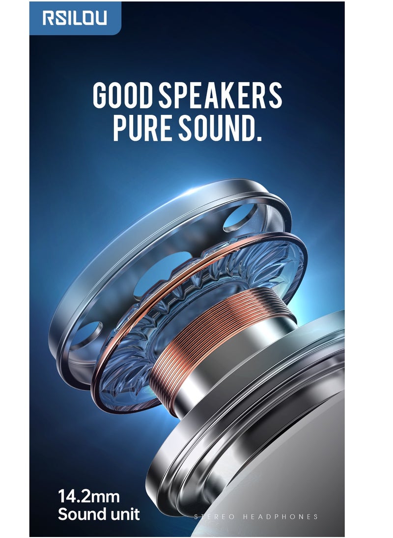 rsilou - AD209T Wired earphone with plug，Full-feature inline controls one-button answer,HD microphone(for calls and karaoke, 2.14.2mm dynamic speaker unit ,surround sound, HiFi  quality,Designed for long-term comfort, fits snugly to the ear, white - Image 1