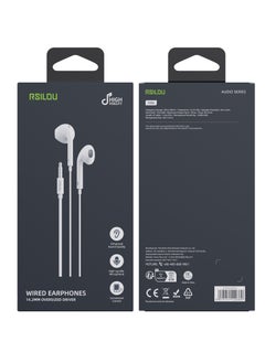 rsilou AD209T Wired earphone with plug，Full-feature inline controls one-button answer,HD microphone(for calls and karaoke, 2.14.2mm dynamic speaker unit ,surround sound, HiFi  quality,Designed for long-term comfort, fits snugly to the ear, white  - Image 2