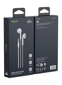 rsilou AD209T Wired earphone with plug，Full-feature inline controls one-button answer,HD microphone(for calls and karaoke, 2.14.2mm dynamic speaker unit ,surround sound, HiFi  quality,Designed for long-term comfort, fits snugly to the ear, white  - Image 3