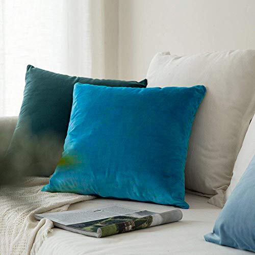 Khooti Velvet Cushion Cover, 12x12 | Bondi Blue | Pack of 2 | Solid Plain Soft & Smooth, Decorative Cushion Covers for Living Room, Bedroom, Couches, Chairs, Sofas, Beds & Home Decor - Image 4