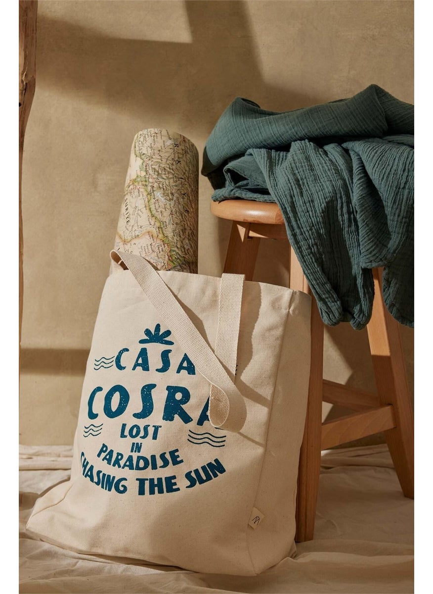 Manuka - Printed Gusseted Cloth Bag Casa-Petrol - Image 1