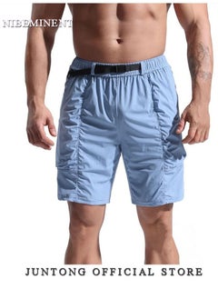 NIBEMINENT Men Casual  Sports Pockets Cotton Beach Shorts Fifth Pants Multi pocket Cargo pants  - Image 1