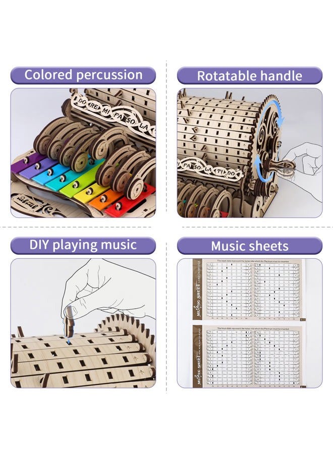 nicknack 3D Wooden Puzzles Model Kits for Adults Piano Mechanical Music Box Model Wooden Xylophone Toy - Image 4