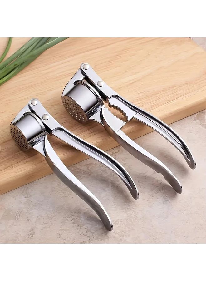 Heavy Duty Manual Garlic Press 1PCS Silver Plated Zinc Alloy Ergonomic Handle - Image 3