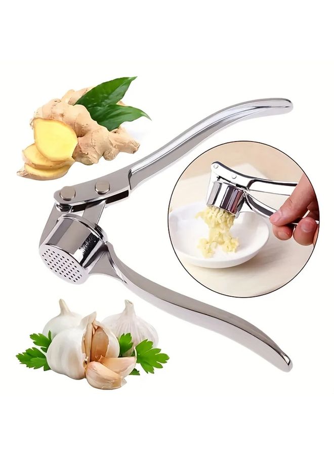 Heavy Duty Manual Garlic Press 1PCS Silver Plated Zinc Alloy Ergonomic Handle - Image 4