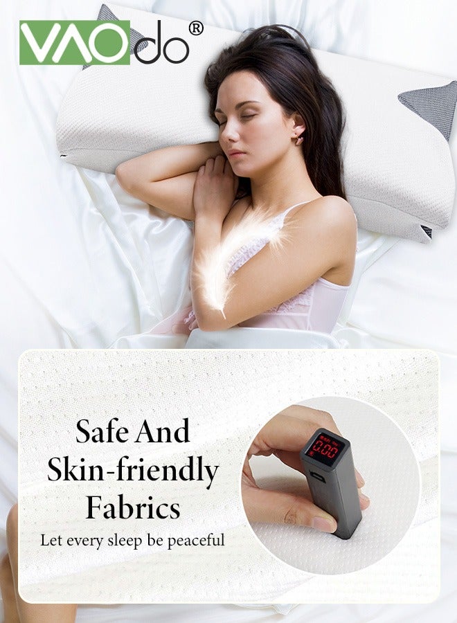 VAOdo وسادة عنق الرحم من إسفنج الذاكرة وسادة عنق الرحم 2 في 1 وسادة مريحة لتقويم العظام للرقبة ومضادة للشخير ووسادة ذاكرة ووسائد دعم محيطية لنائمي المعدة من الجانب الخلفي - Image 2