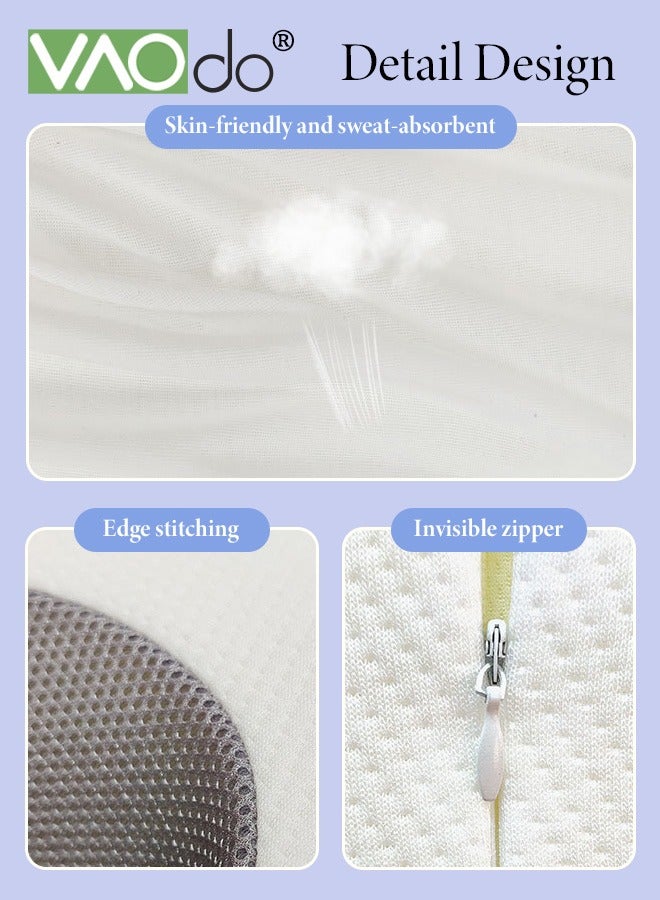 VAOdo وسادة عنق الرحم من إسفنج الذاكرة وسادة عنق الرحم 2 في 1 وسادة مريحة لتقويم العظام للرقبة ومضادة للشخير ووسادة ذاكرة ووسائد دعم محيطية لنائمي المعدة من الجانب الخلفي - Image 3