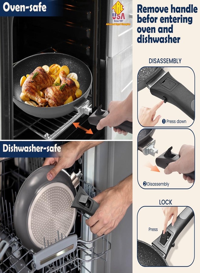 ARC Advanced Royal Champion مقلاة ARC غير لاصقة بمقبض قابل للإزالة، مقلاة مقاس 10 بوصات مع غطاء، مقلاة بيض غير لاصقة، آمنة للاستخدام في الفرن وغسالة الصحون، خالية من حمض البيرفلوروكتانويك (PFOA)، مقلاة طهي مناسبة لمواقد الحث الحراري - Image 5