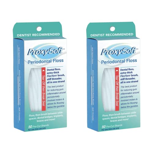 ProxySoft Periodontal Floss, 2 Packs - Dental Floss Threader, Braces Floss and Thick ProxyBrush for Daily Care of Periodontal Disease and Gum Health - Orthodontic Flossers for Braces and Teeth - Image 1