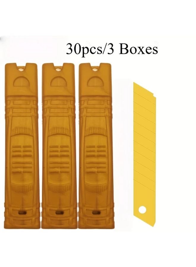 Yellow Heavy Duty Utility Knife 30pcs Breakable Off Blades For Cardboard Plastic - Image 1