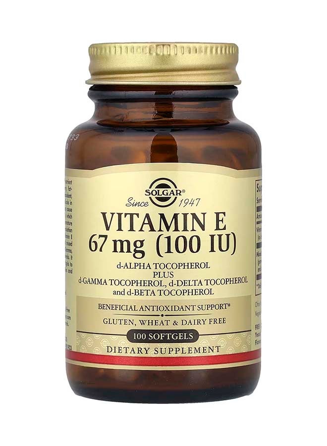 Solgar Naturally Sourced Vitamin E 67 mg 100IU Dietary Supplement - 100 Softgels - Image 1