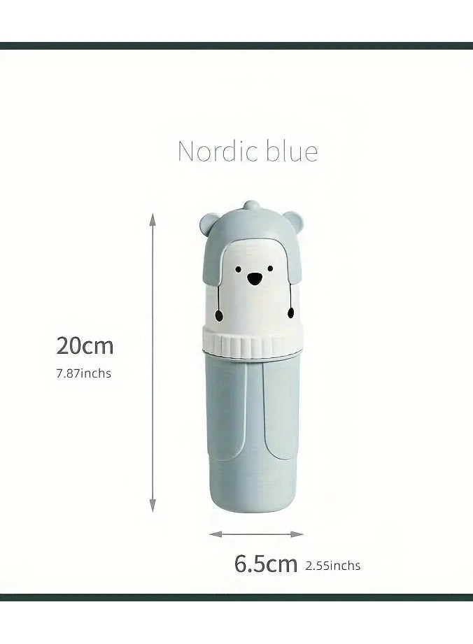 Goolsky Bear-Themed Toothbrush Travel Container Set - Leak-Proof, Dustproof, Toothpaste and Brush Holder with Integrated Rinsing Cup - Portable, Large Capacity, Unscented Bathroom Essentials for Travel and Home - Image 1