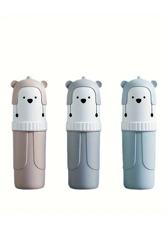 Goolsky Bear-Themed Toothbrush Travel Container Set - Leak-Proof, Dustproof, Toothpaste and Brush Holder with Integrated Rinsing Cup - Portable, Large Capacity, Unscented Bathroom Essentials for Travel and Home - Image 3