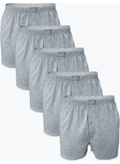 مالابادي Men's Gray 5 Piece Wide Pattern Large Size 100% Cotton Boxer MB2400