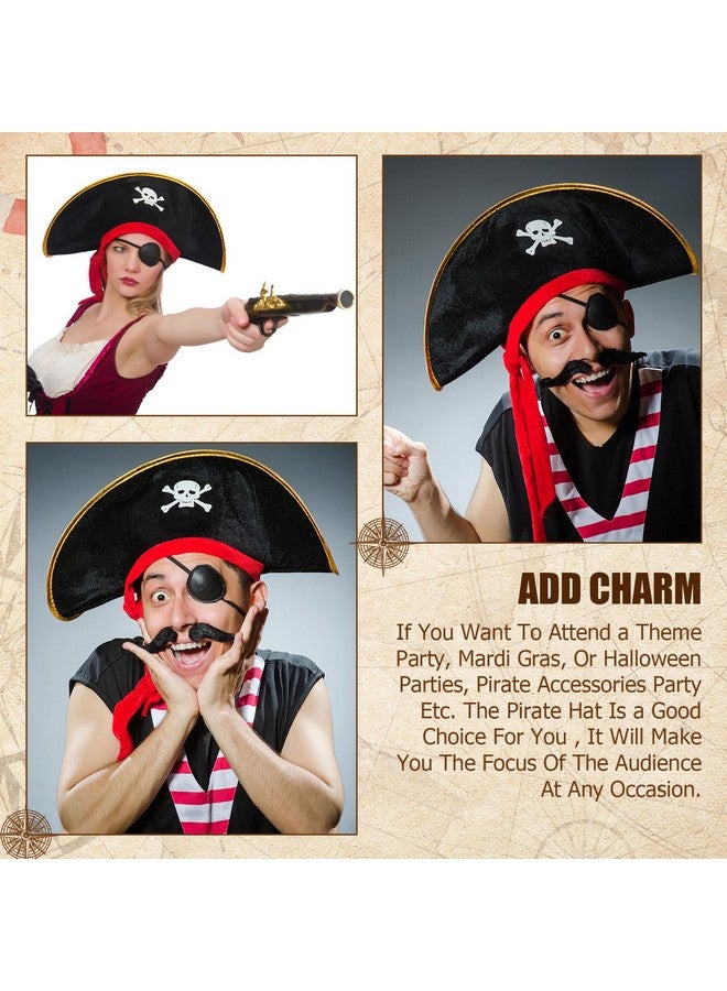 Hsei 4 Pcs Pirate Hat Pirate Costume Party Hats Halloween Skull Print Pirate Captain Hat For Halloween Masquerade Cosplay Party - Image 2